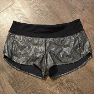 Lululemon Athletica Black and Silver Athletic Shorts